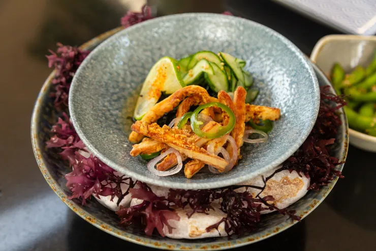 “Sunomono”, a Japanese cucumber salad, with squid, from Zela, Ibiza
