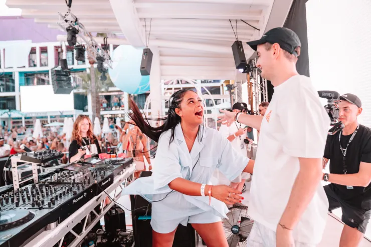Image supplied by Daniel McMillan (Ibiza Rocks Marketing Assistant) summer 2023 Hannah Laing | Ben Hemsley Pool Party | Ibiza Rocks